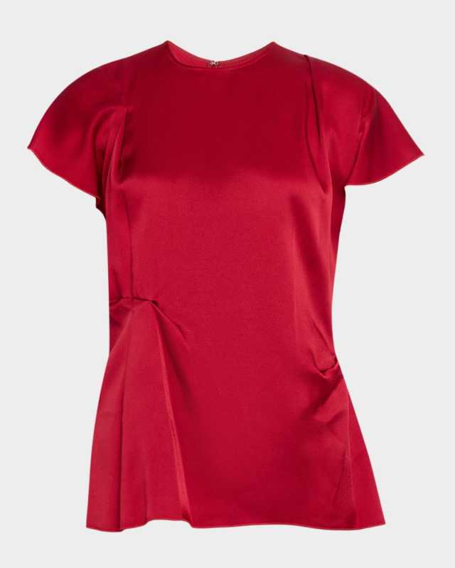 Short-Sleeve Draped Pleat Top